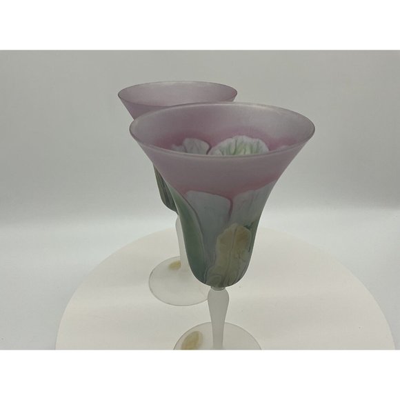 Nouveau Art Glass Hand Painted by RUEVEN Hard to Find Colorful Water Glasses - Picture 15 of 16